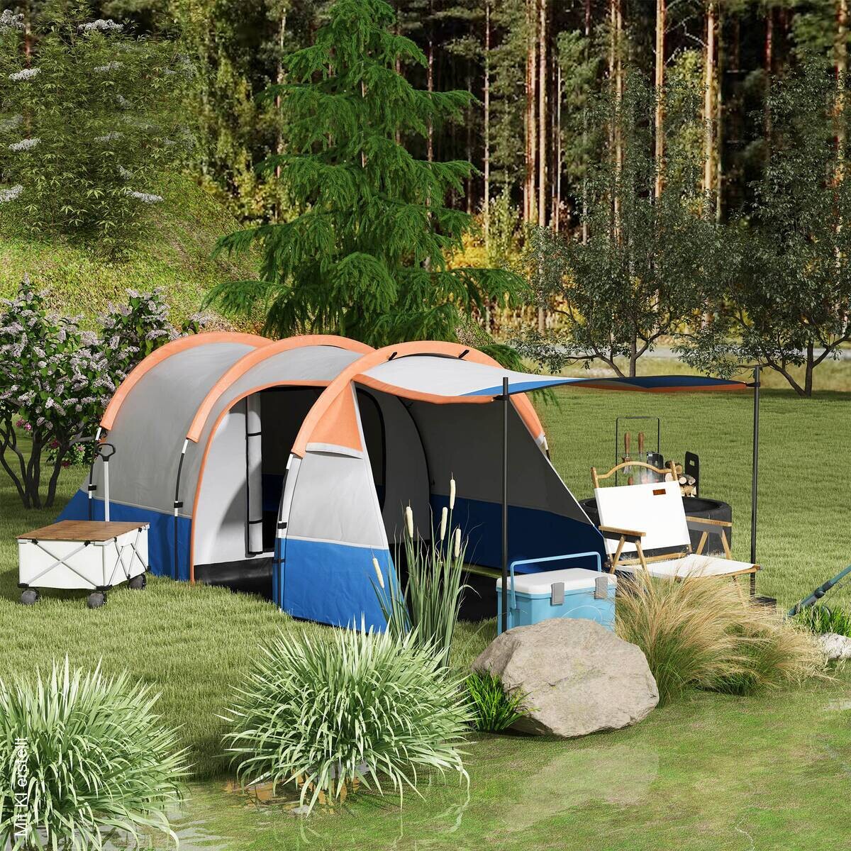 Outsunny Campingzelt orange Stahl B/H/L: ca. 200x150x420 cm