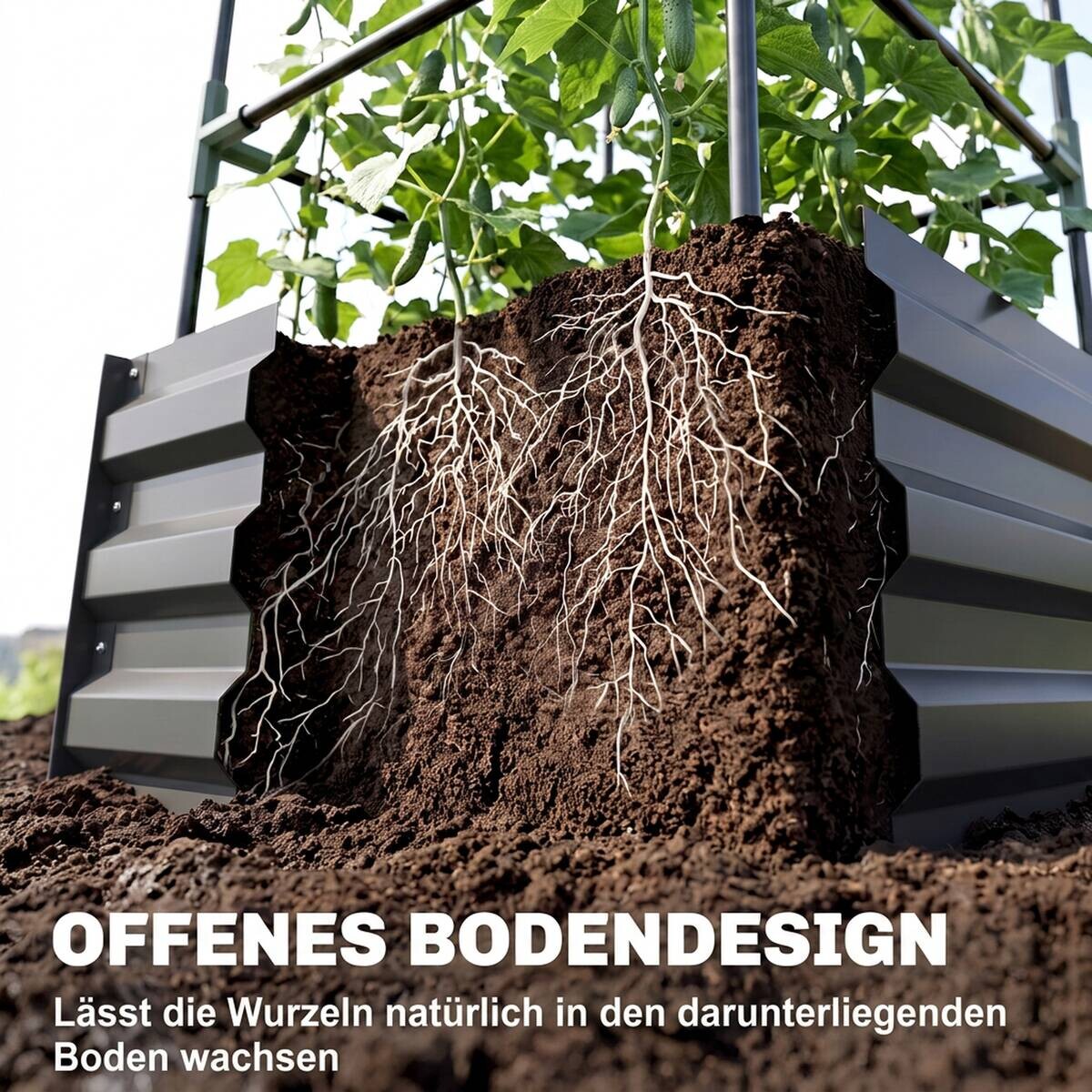 Outsunny Hochbeet mit Rankgitter dunkelgrau B/H/T/L: ca. 61x140x61x61 cm