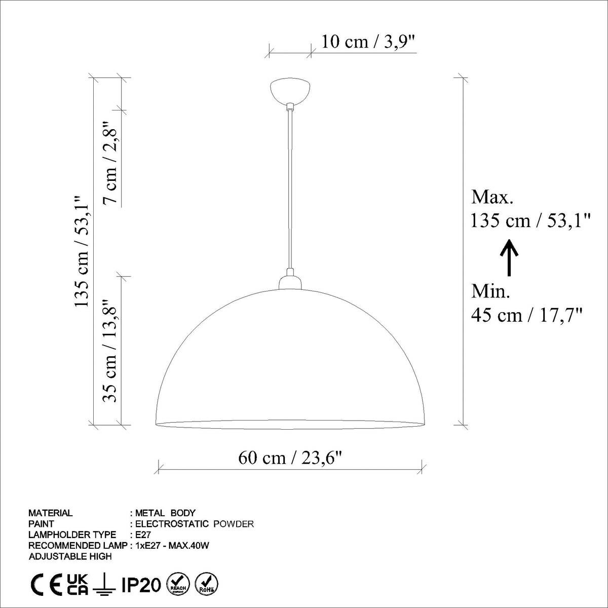 Opviq Pendelleuchte orange Metall B/H/T/L/D: ca. 60x135x60x60x60 cm E27 1 Brennstellen
