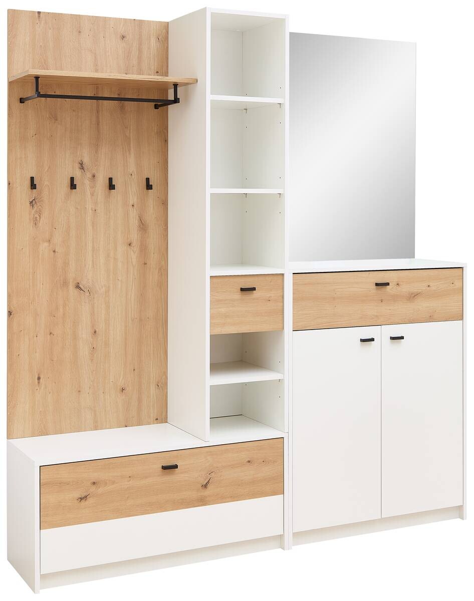 Garderobe Venlo weiß Eiche Artisan Nachbildung B/H/T: ca. 169x196x38 cm