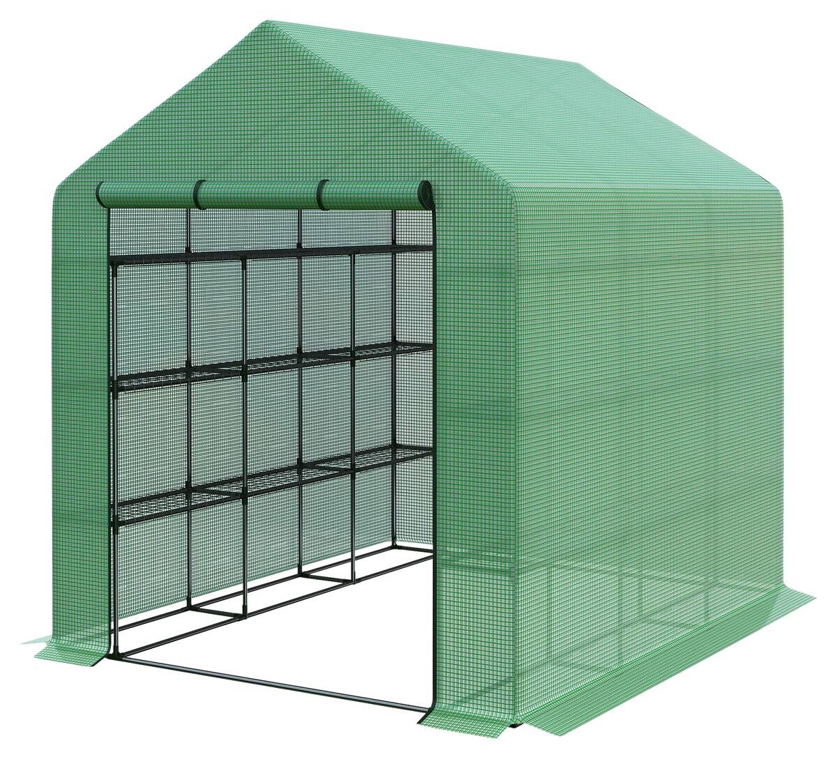 Outsunny Foliengewächshäus mit Regalböden B/H/L: ca. 180x210x244 cm