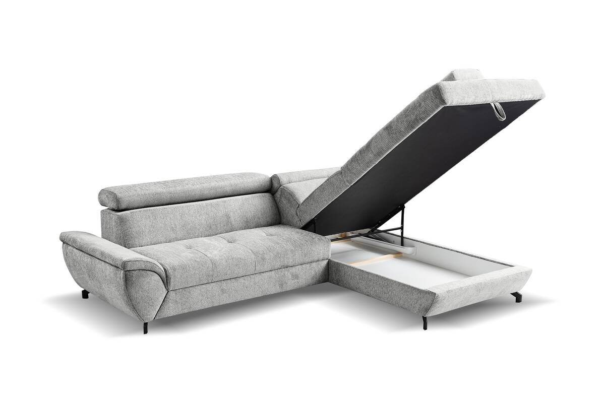Ecksofa mit Bettfunktion und Bettkasten silber Microfaser B/H/T: ca. 263x77x210 cm