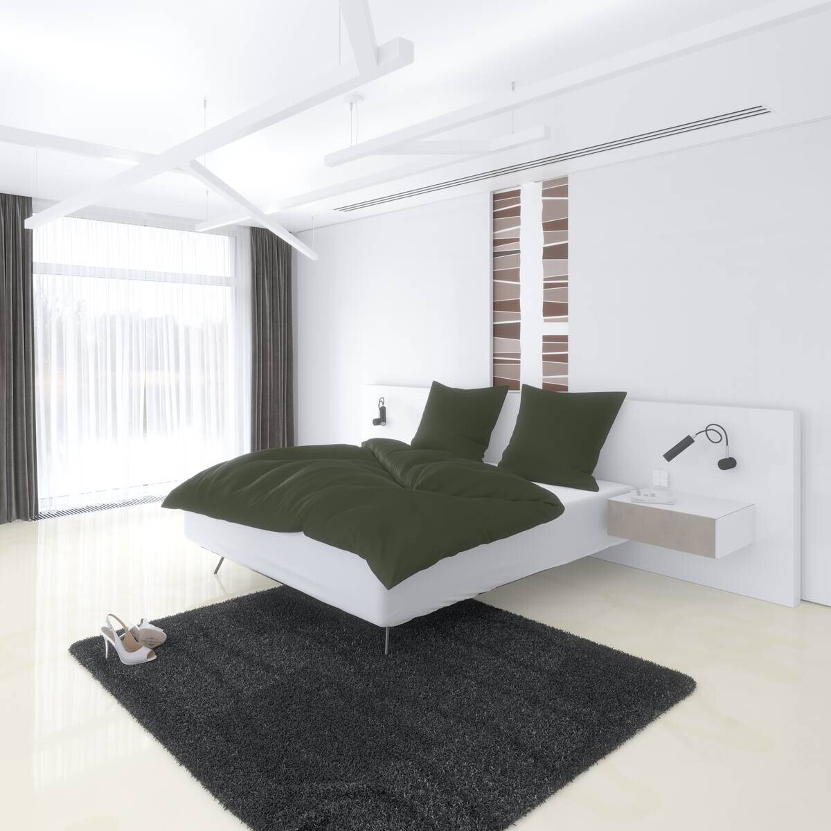 Baumwoll Bettwäsche dunkelgrün Baumwolle B/L: ca. 200x200 cm