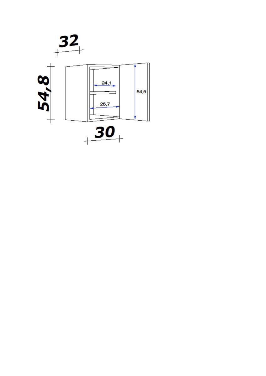 Flex-Well Hängeschrank Wito weiß B/H/T: ca. 30x54,8x32 cm