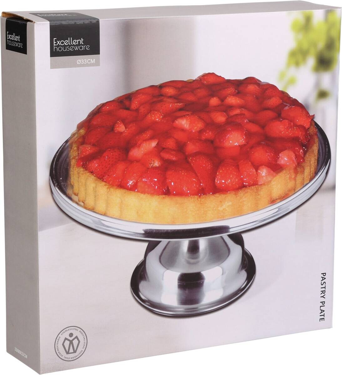 Kuchenplatte silber Edelstahl H/D: ca. 8x34 cm