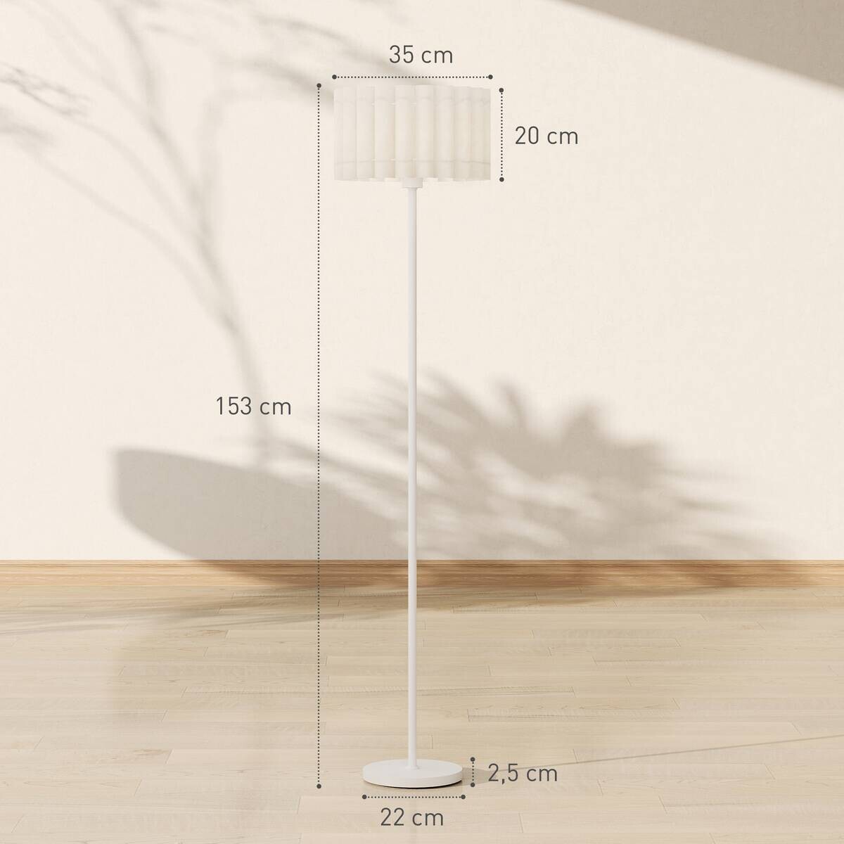 HOMCOM Stehleuchte weiß Metall Kunststoff B/H/L: ca. 35x153x35 cm E27 1 Brennstellen