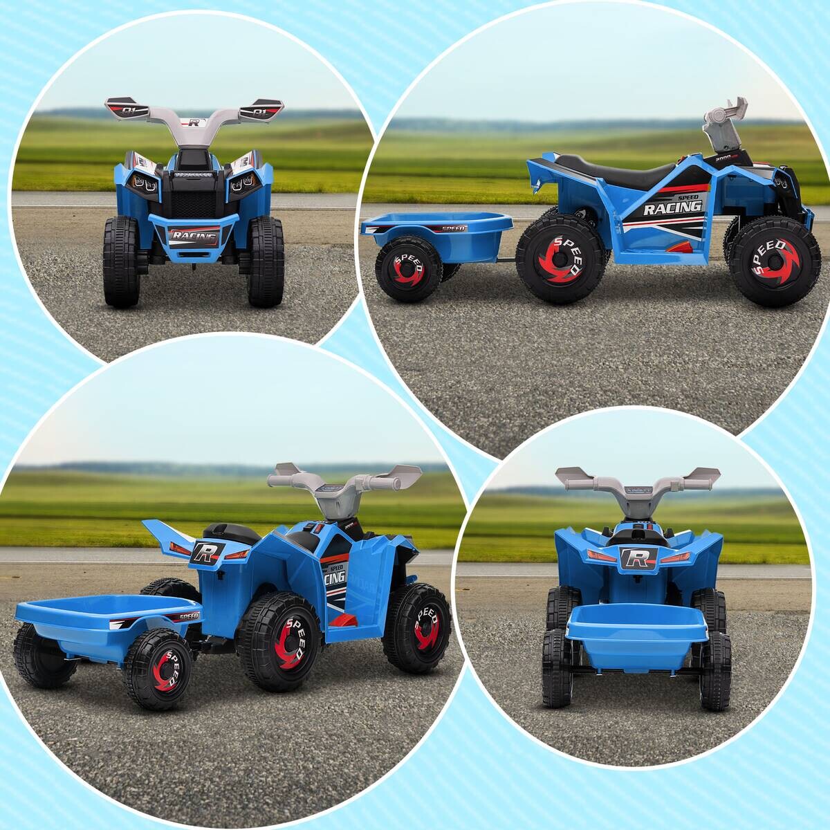 HOMCOM Kinder Elektrofahrzeug grau B/H/L: ca. 41,5x48,5x106 cm