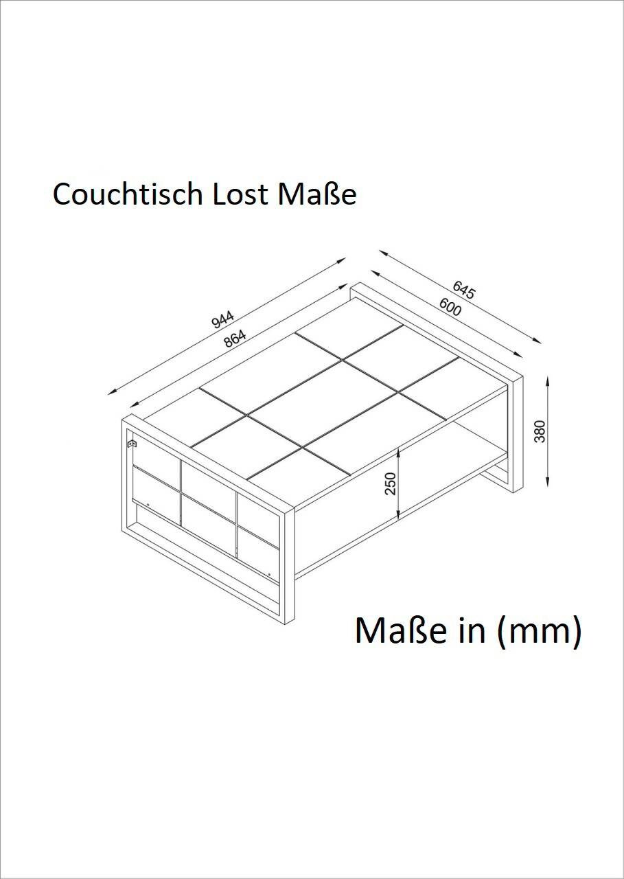 Couchtisch Lost walnuss Nachbildung B/H/T: ca. 94,4x38x64,5 cm