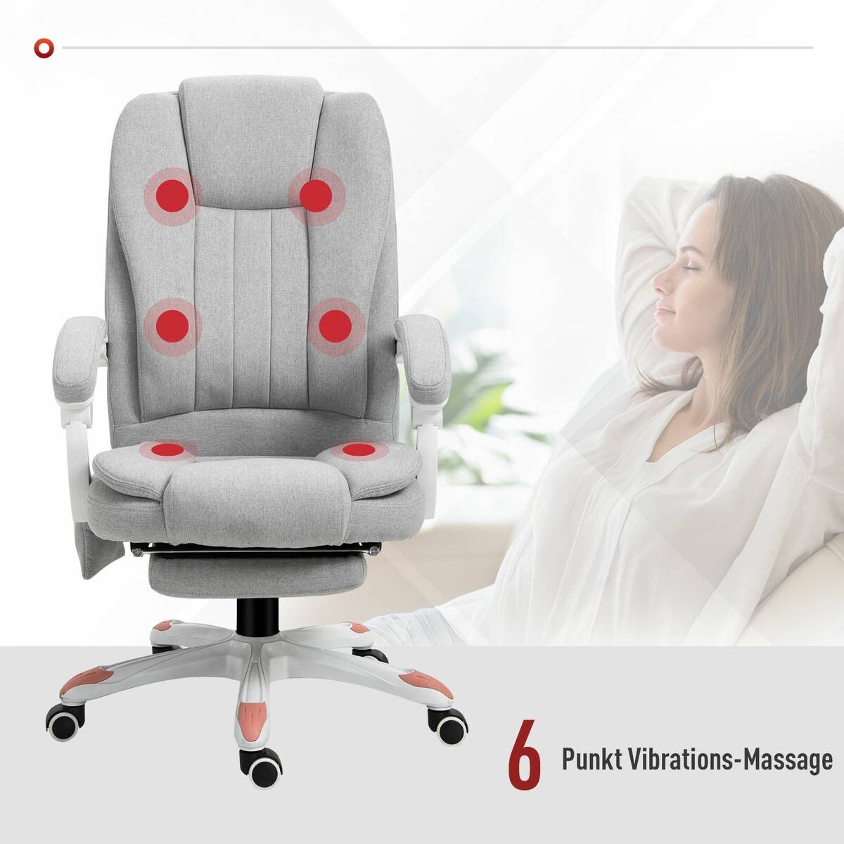 Vinsetto Massagestuhl MH921-272 grau Polyester-Mischgewebe Schaumstoff Nylon B/H/L: ca. 66x115x63 cm