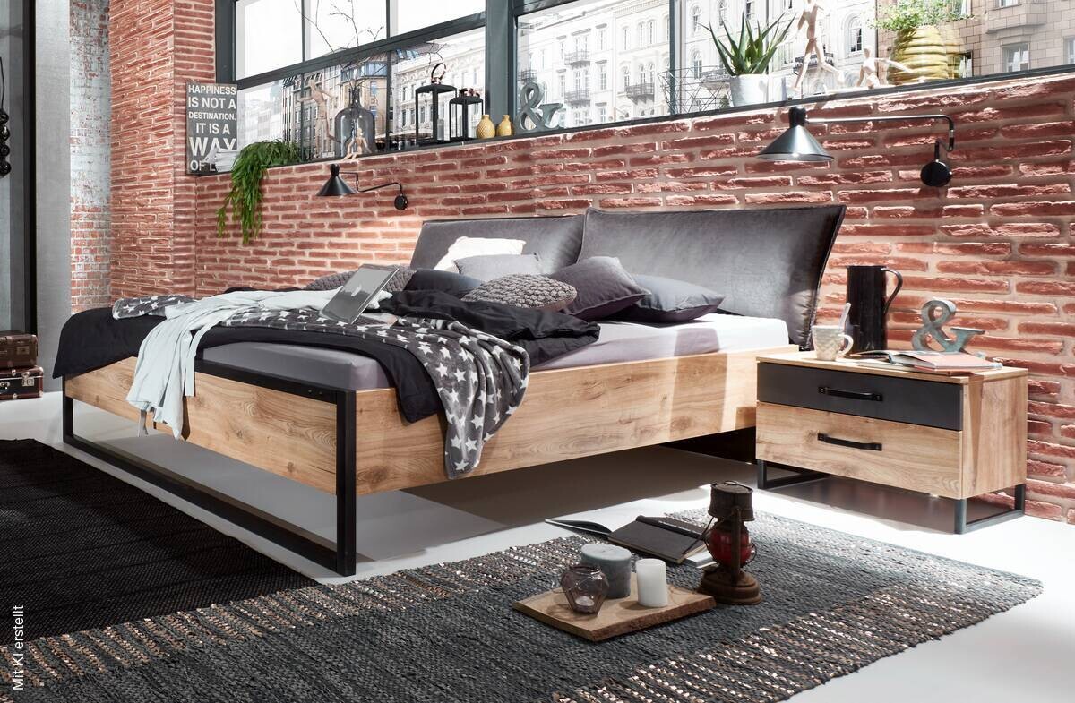 Futonbett Detroit Plankeneiche Nachbildung B/H/T: ca. 180x100x210 cm Liegefläche B/L: ca. 180x200 cm