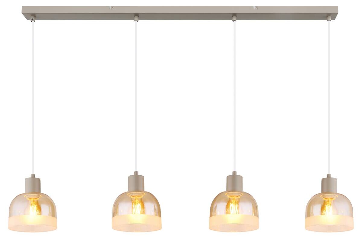 GLOBO Pendelleuchte sand amber Glas Metall B/H/L: ca. 15x120x105 cm E27 4 Brennstellen
