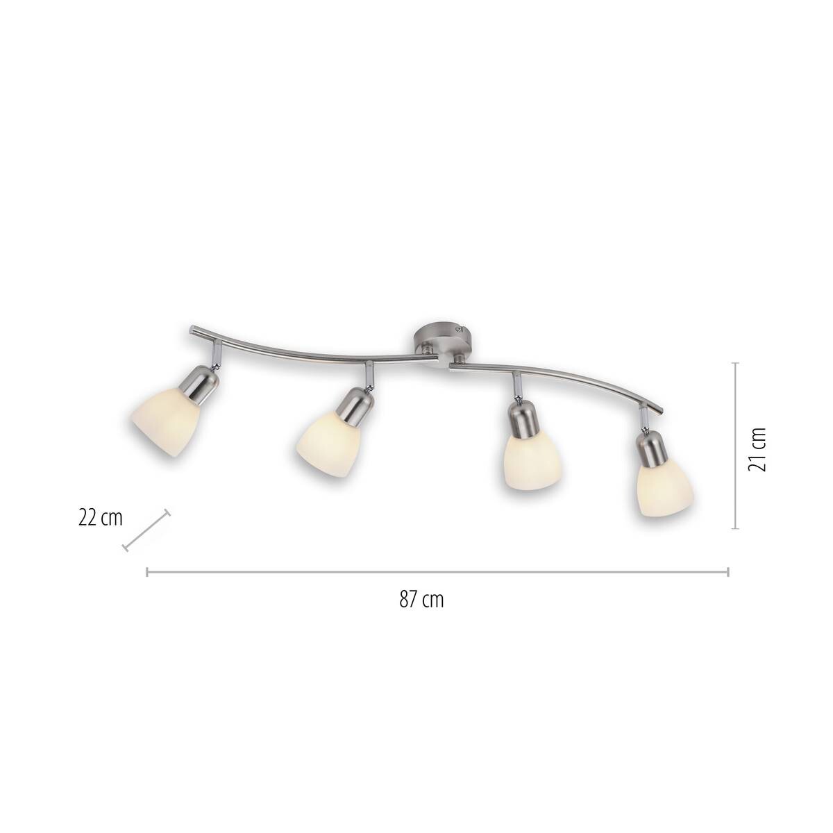 Just Light Spotbalken PN11954-55 Karo stahlfarbig weiß Aluminium Kunststoff Glas B/H/L: ca. 22x21x87 cm E14 4 Brennstellen