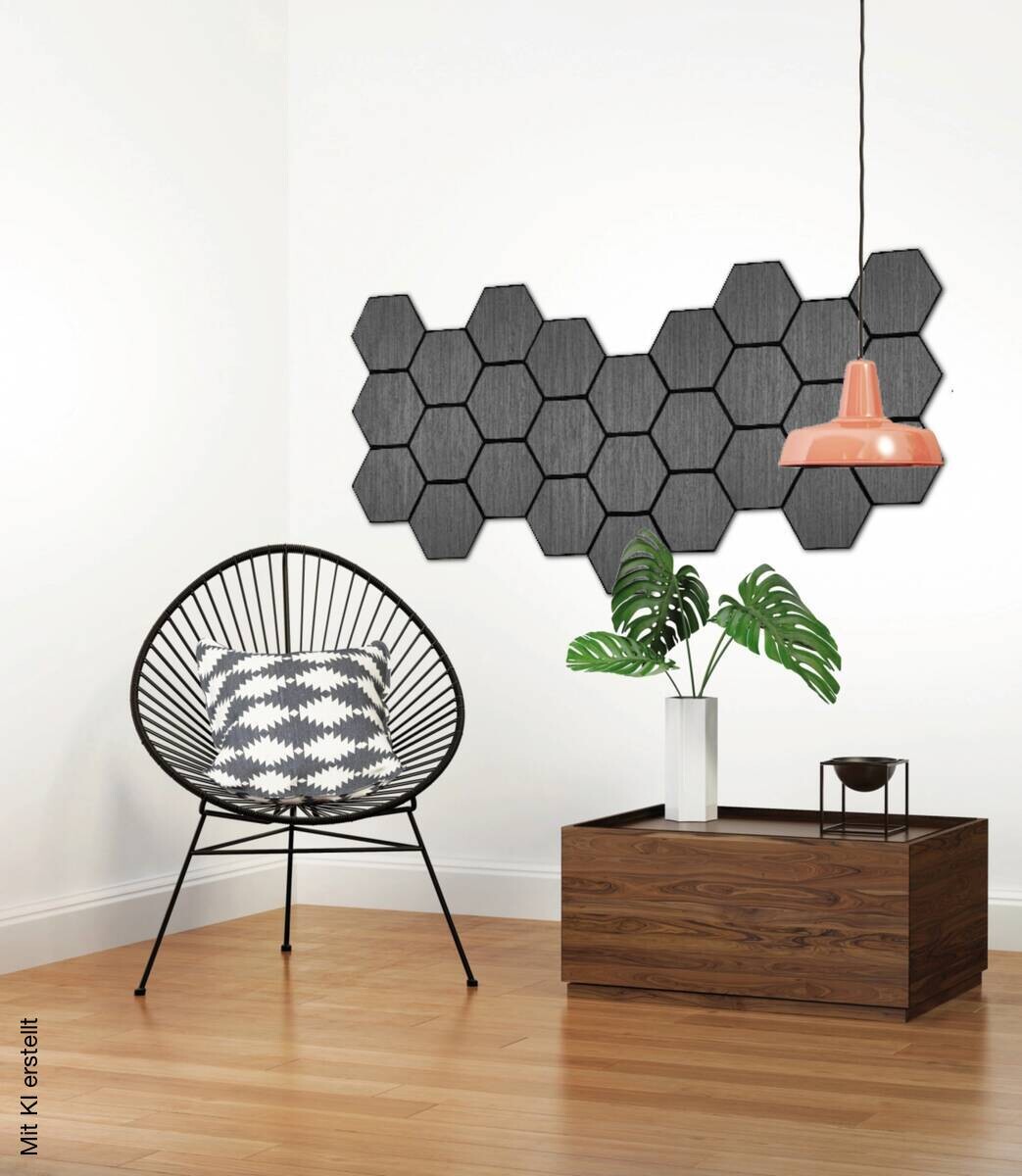 Wandpaneel grau B/H: ca. 55x65 cm