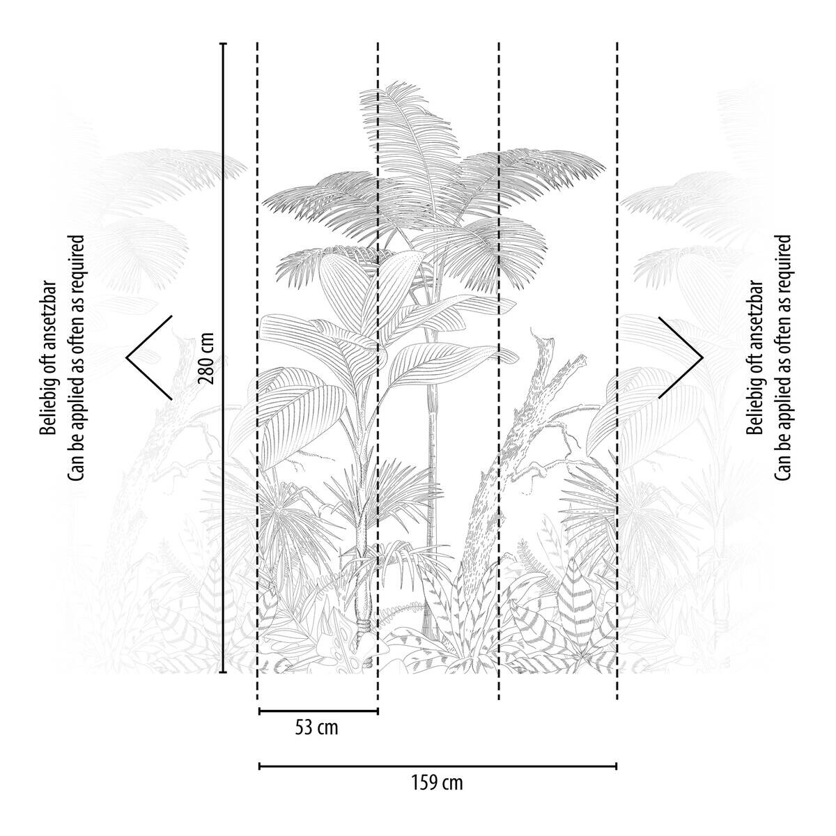 Livingwalls Fototapete Palmen weiß schwarz B/L: ca. 280x159 cm
