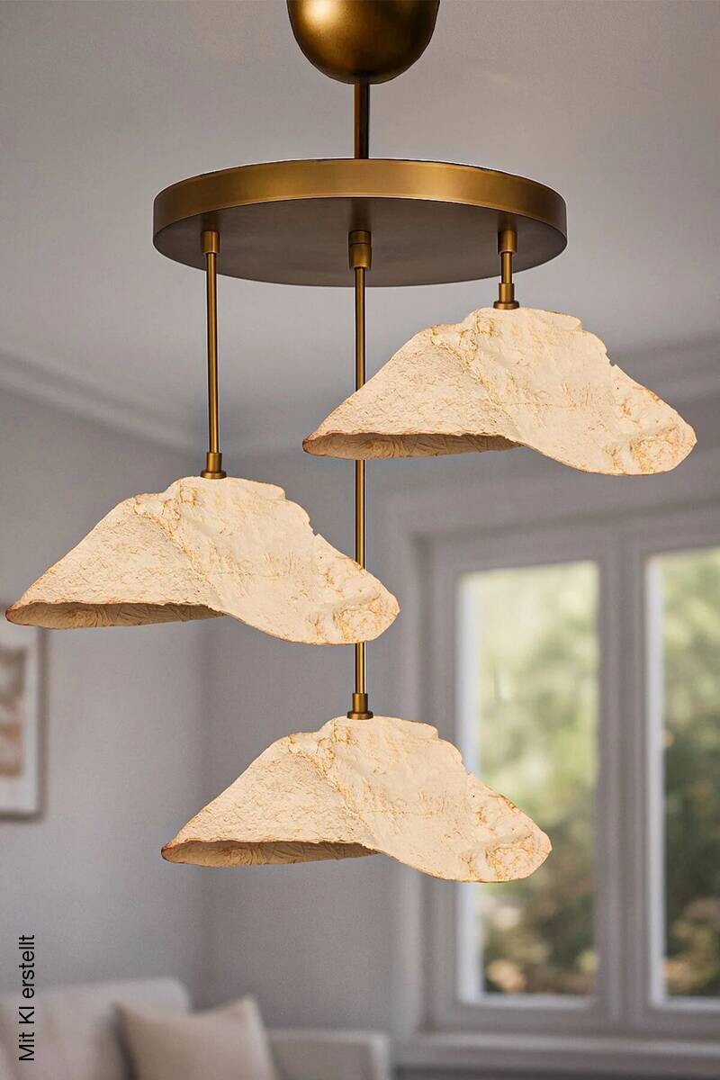 Pendelleuchte creme Metall Beton B/H/L/D: ca. 30x70x30x30 cm E27 1 Brennstellen