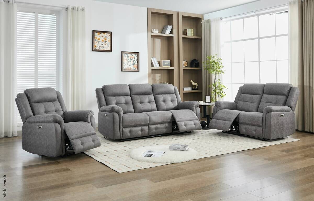 Sofa Philip grau Microfaser B/H/T: ca. 208x103x95 cm