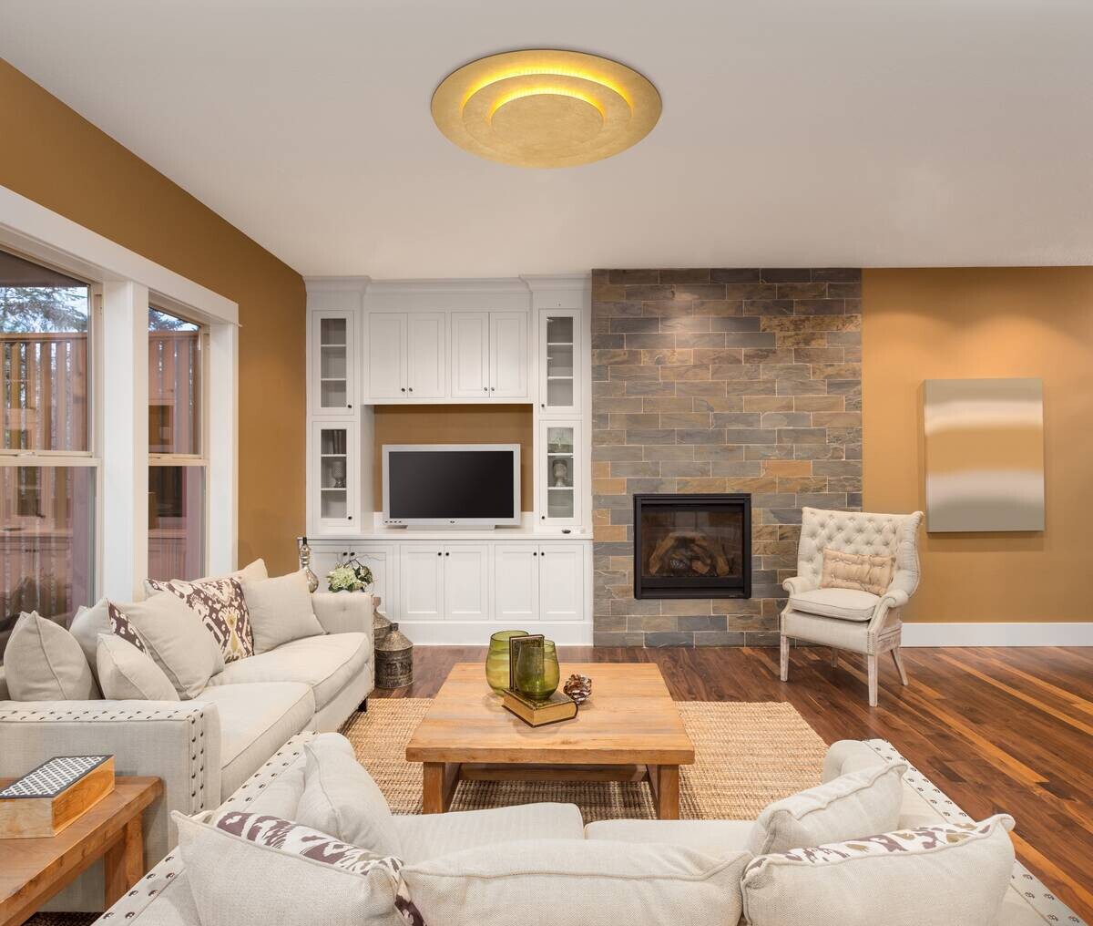 GLOBO LED-Deckenleuchte Heda gold Metall H/D: ca. 5x49 cm