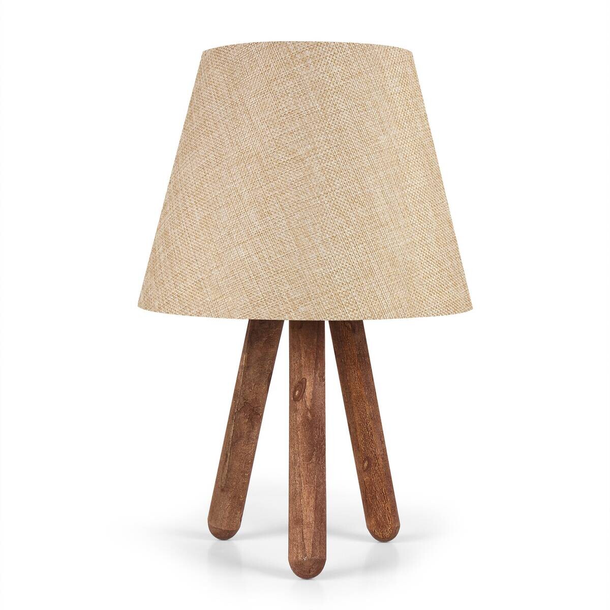 Opviq Tischleuchte creme braun PVC B/H/L: ca. 22x33x22 cm E27 1 Brennstellen