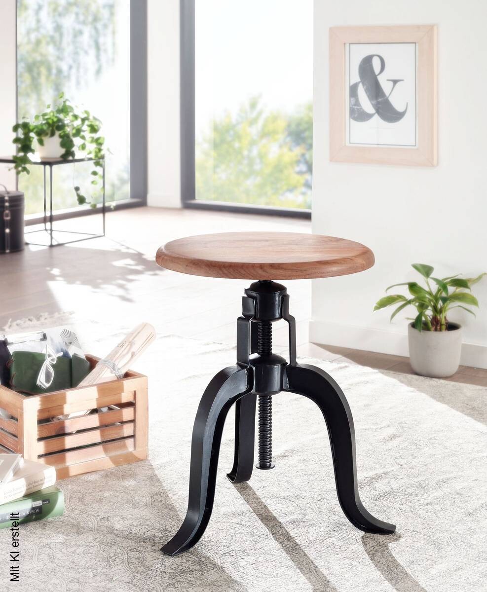 Hocker schwarz Holz B/H/T: ca. 39x48x39 cm