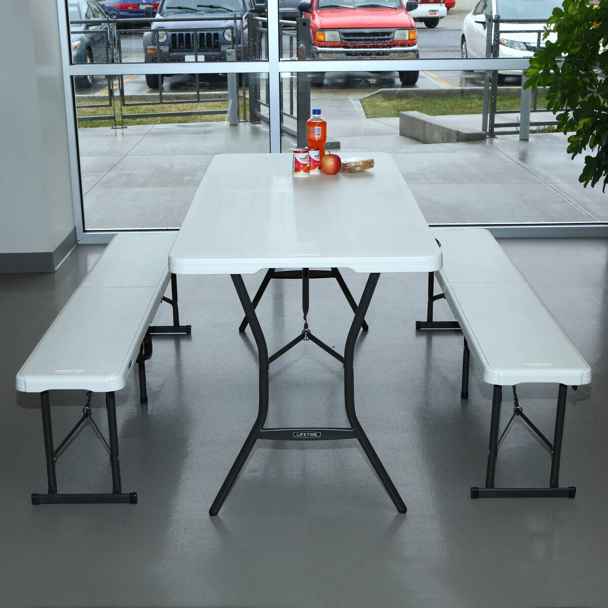 Lifetime Bierzeltgarnitur weiß Kunststoff B/H/L: ca. 182x74x76 cm