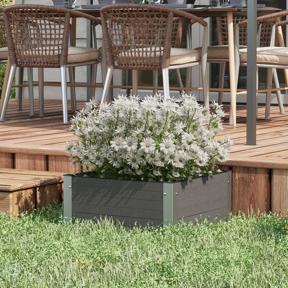 Outsunny Hochbeet grau Polypropylen B/H/L: ca. 60x60x30 cm