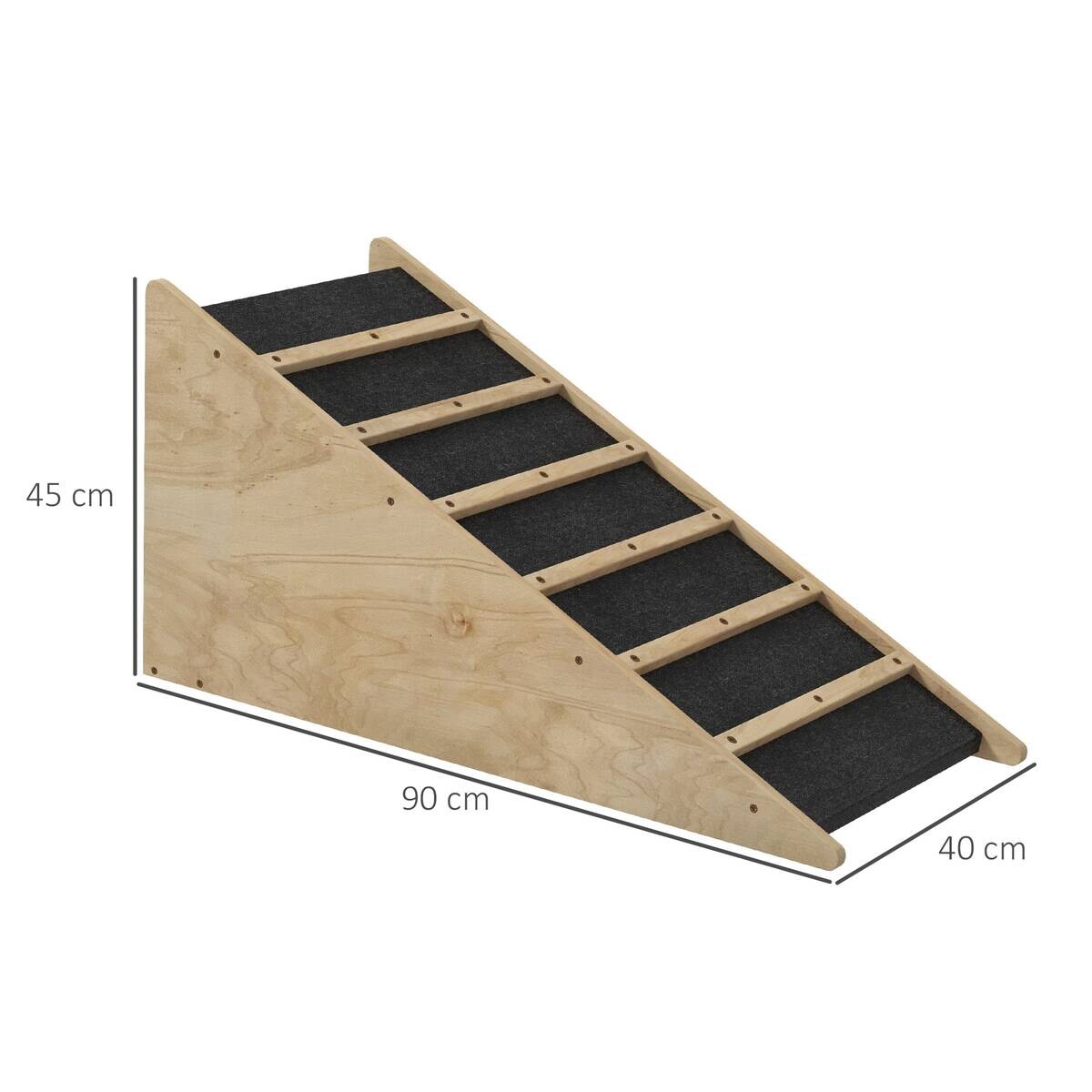 PawHut Haustierrampe natur Holz B/H/L: ca. 40x90x45 cm