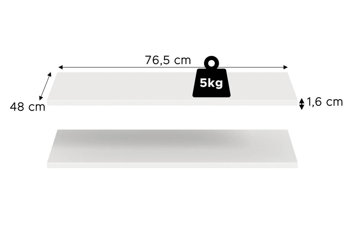 Einlegeböden-Set ZUBEHÖR 2er weiß B/H/T: ca. 77x2x48 cm | weiß | 77,00/2,00/48,00 cm