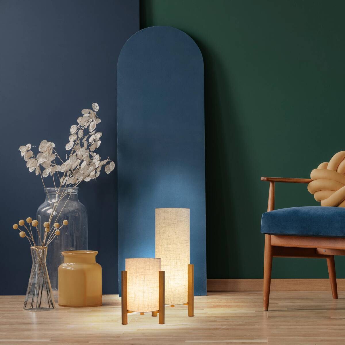 Näve Leuchten Tischleuchte 3193827 natur Textil B/H/T: ca. 22x32x22 cm E27 1 Brennstellen