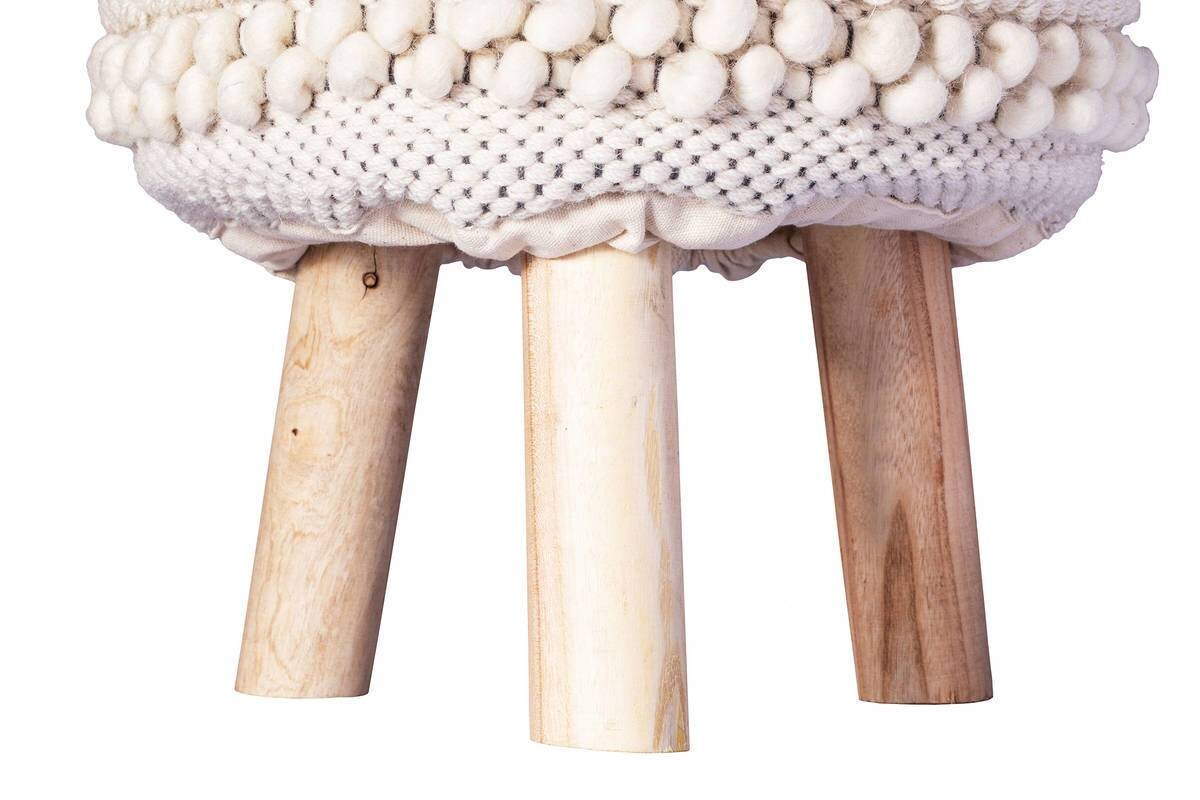 360 Living Hocker Bohist 300 natur Baumwolle Holz H/D: ca. 50x38 cm