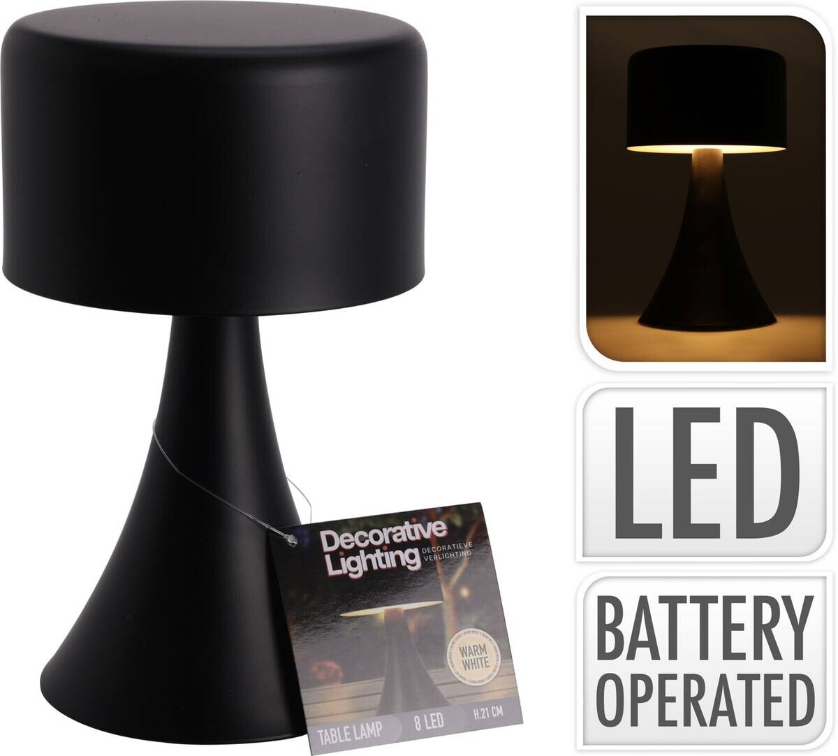 LED-Tischleuchte schwarz Eisen H/D: ca. 21x12,5 cm