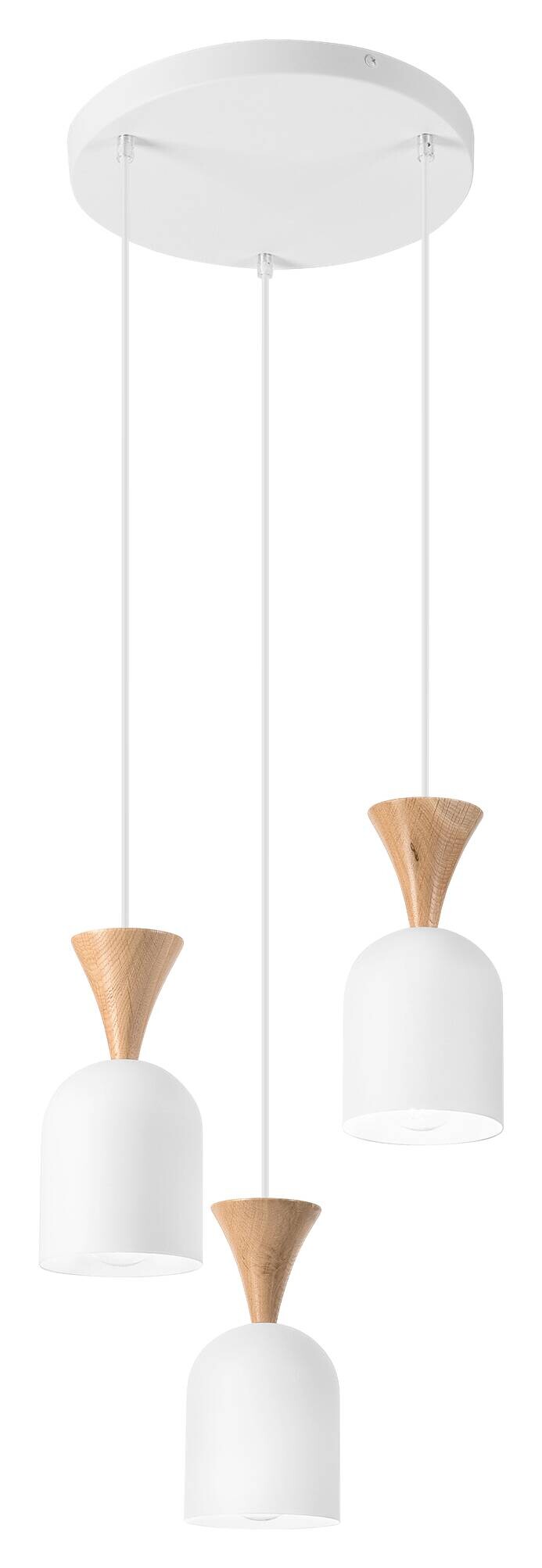 Lamkur Hängeleuchte Eiche weiß Stahl Holz B/H/L: ca. 34x100x34 cm E27 3 Brennstellen