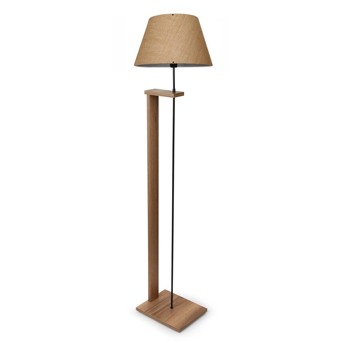 Opviq Stehlampe beige Stoff Holz B/H/T/L: ca. 21x150x35x21 cm E27 1 Brennstellen