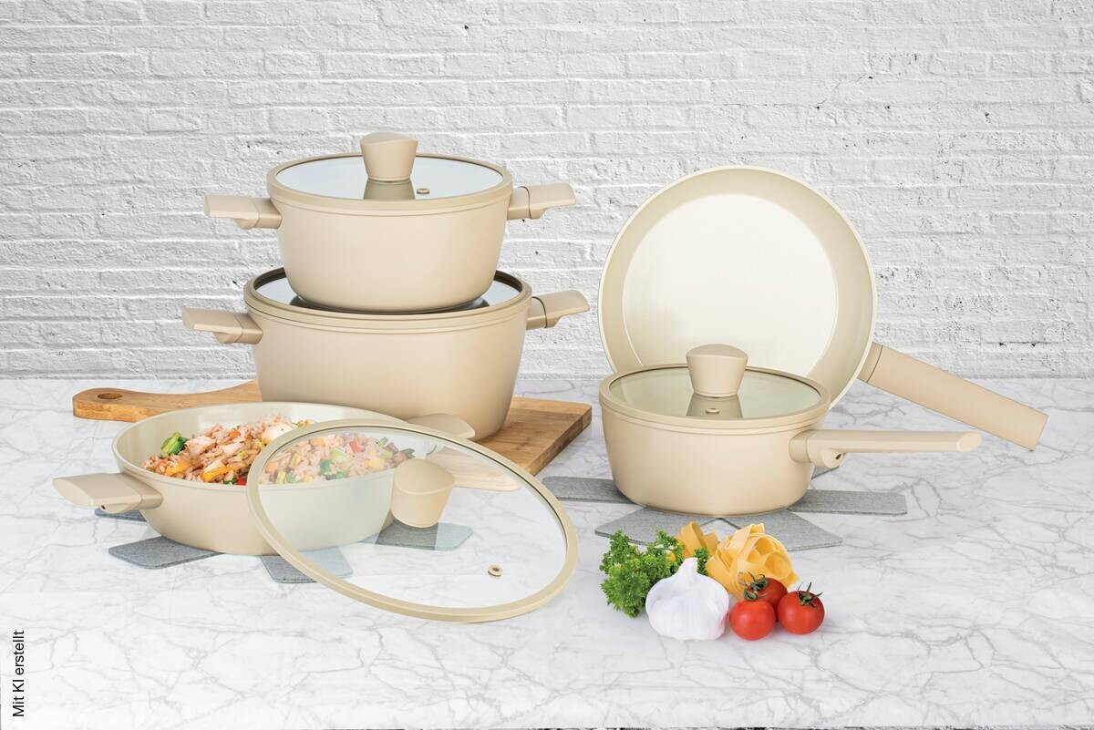 POCOline Topfset creme Aluminium 13 tlg.