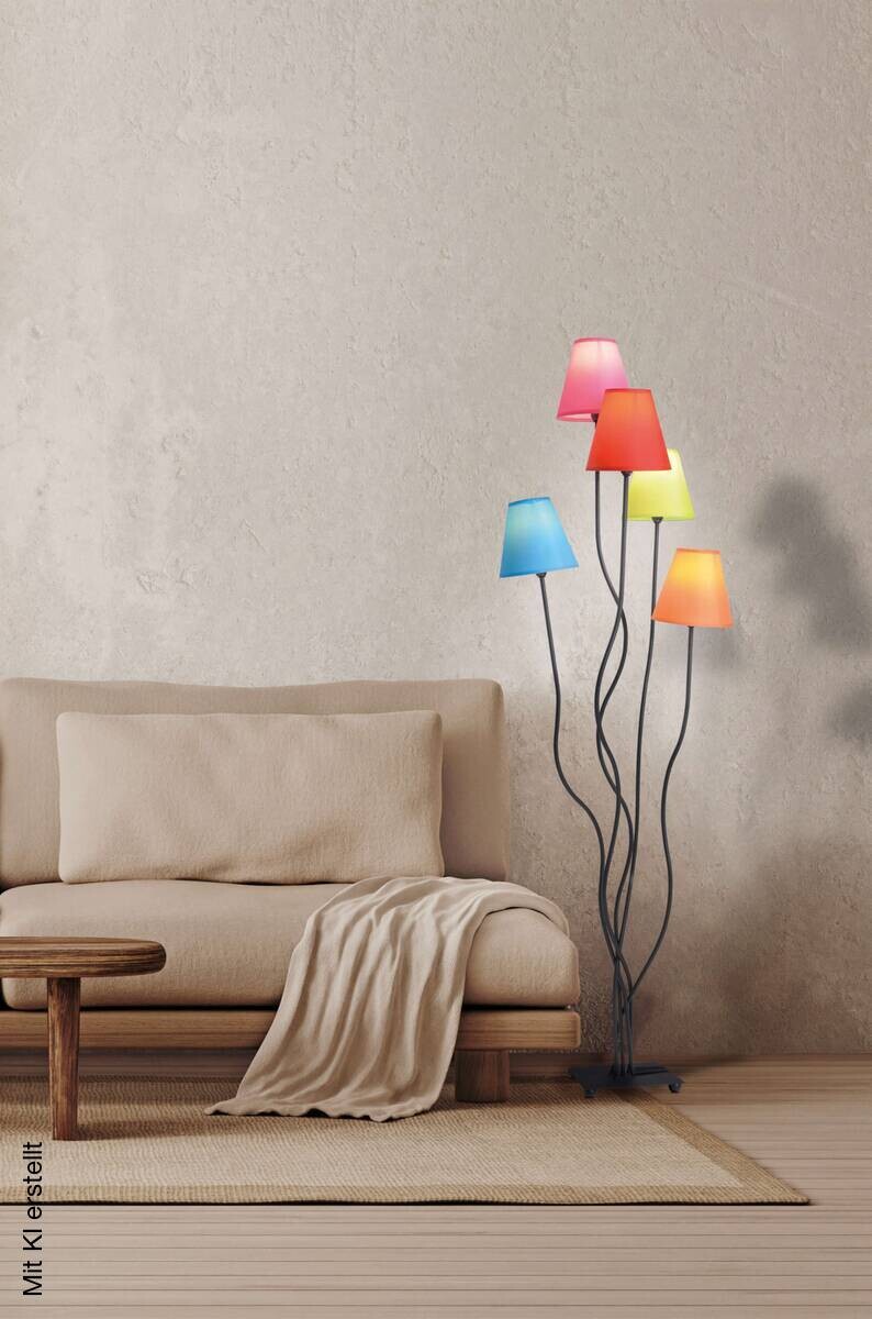 Näve Leuchten Stehlampe 2041261 multicolor Metall Textil B/H/T: ca. 36x166x40 cm 5 Brennstellen