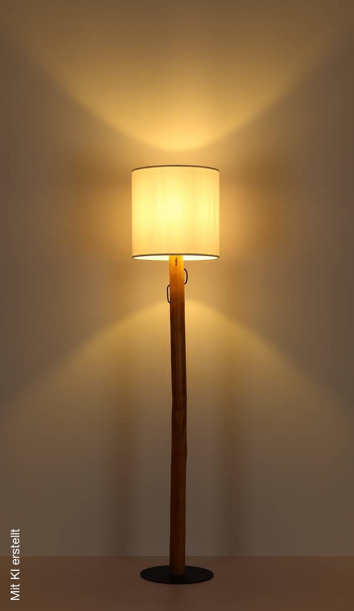 Stehlampe Cremium weiß natur Holz H/D: ca. 139x30 cm E14 1 Brennstellen