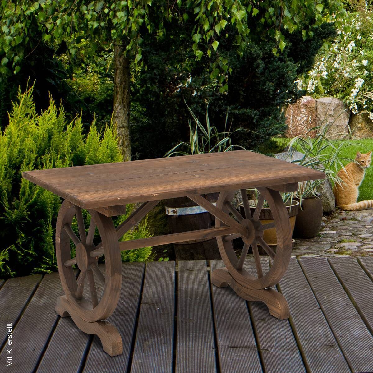 Outsunny Gartentisch natur Holz B/H/L: ca. 60x65x115 cm