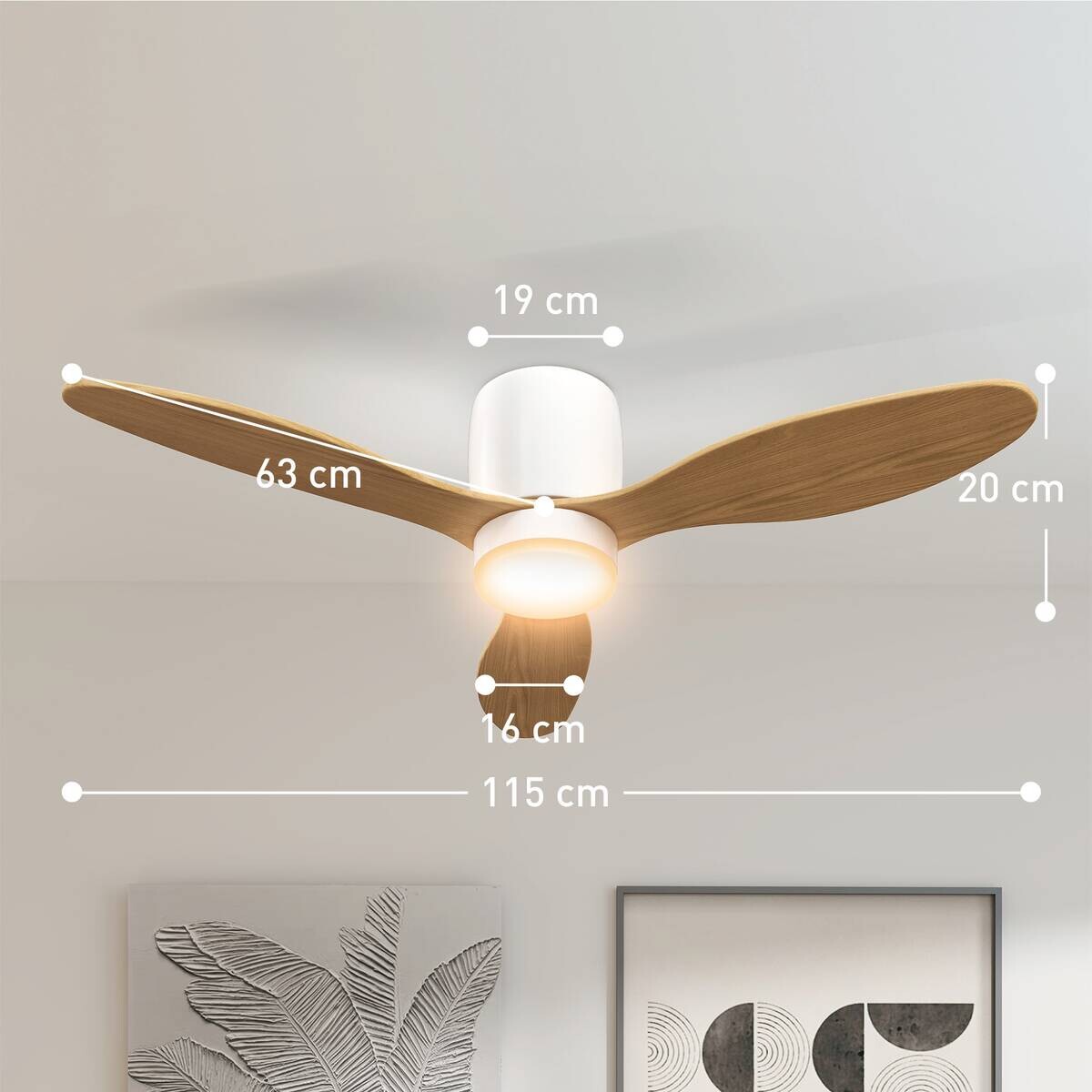 HOMCOM Deckenventilator natur B/H/L: ca. 115x20x115 cm max. 50 W