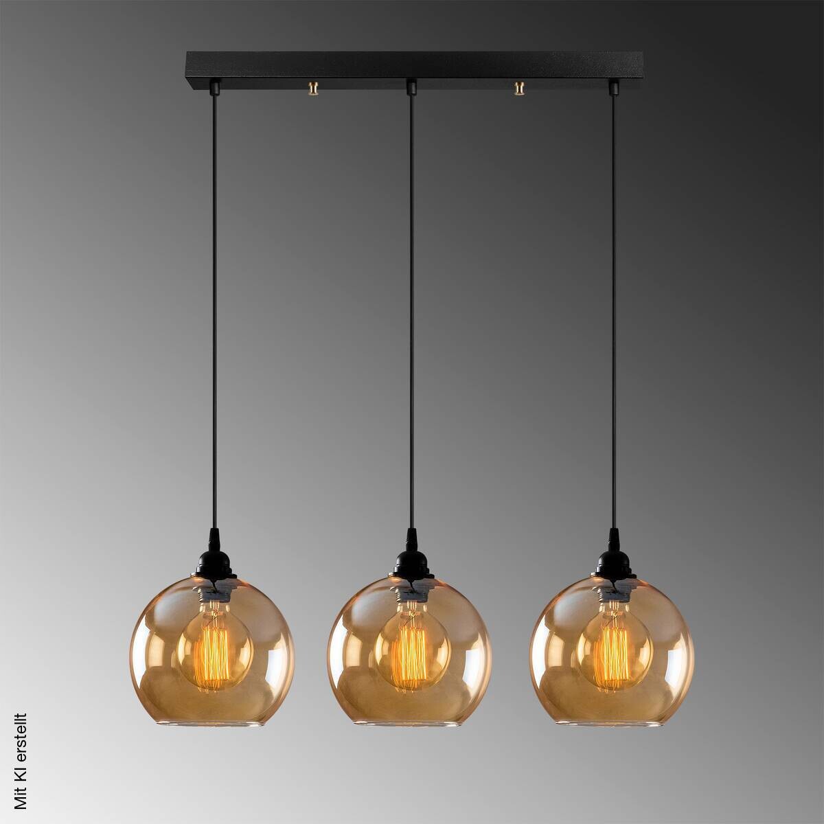 Opviq Pendelleuchte gold schwarz Glas B/H/T/L: ca. 70x116x20x70 cm E27 3 Brennstellen