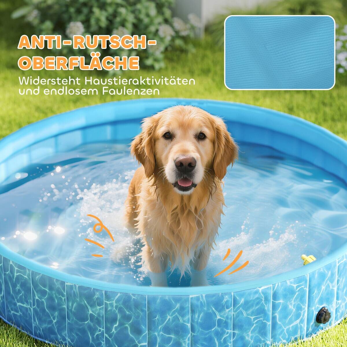 PawHut Hundepool blau Kunststoff B/H/L: ca. 160x30x160 cm