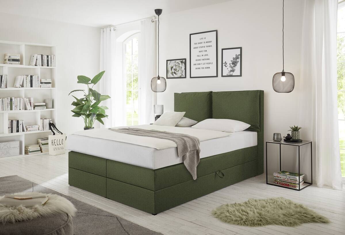 Boxspringbett Lissy olive Liegefläche B/L: ca. 140x200 cm