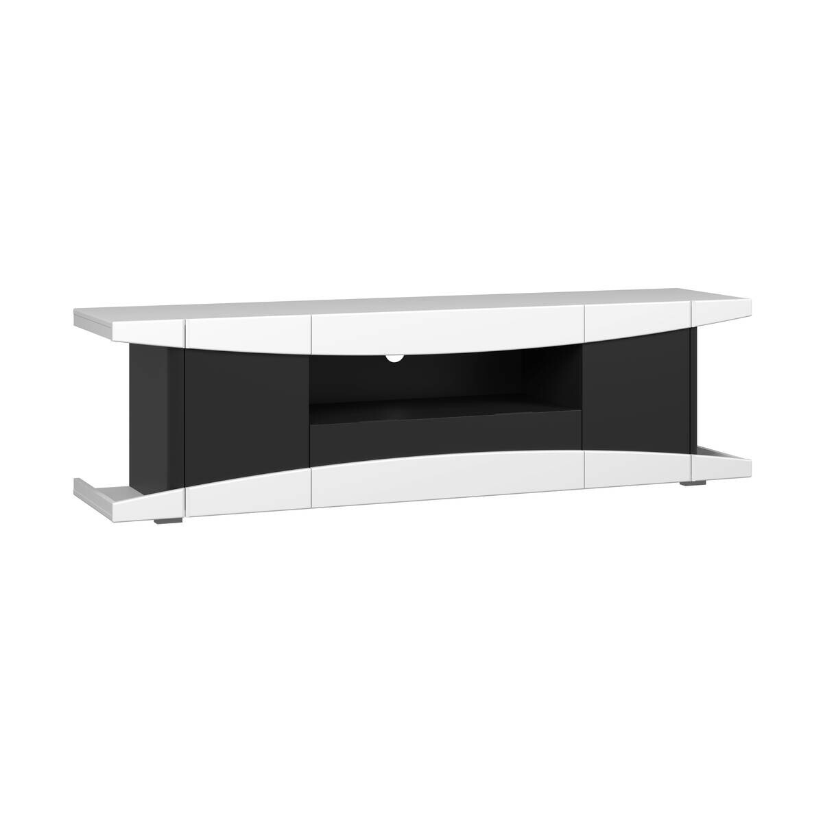 TV-Lowboard LevelUp Gaming weiß Lack matt schwarz Lack matt B/H/T: ca. 180x54x42 cm
