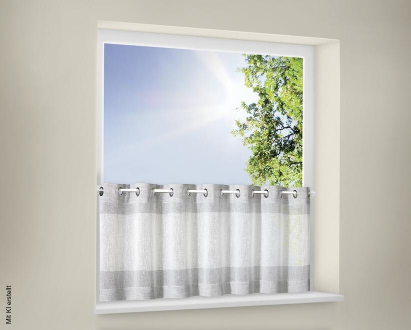 Happy Home Scheibengardine Streifen grau B/L: ca. 140x50 cm