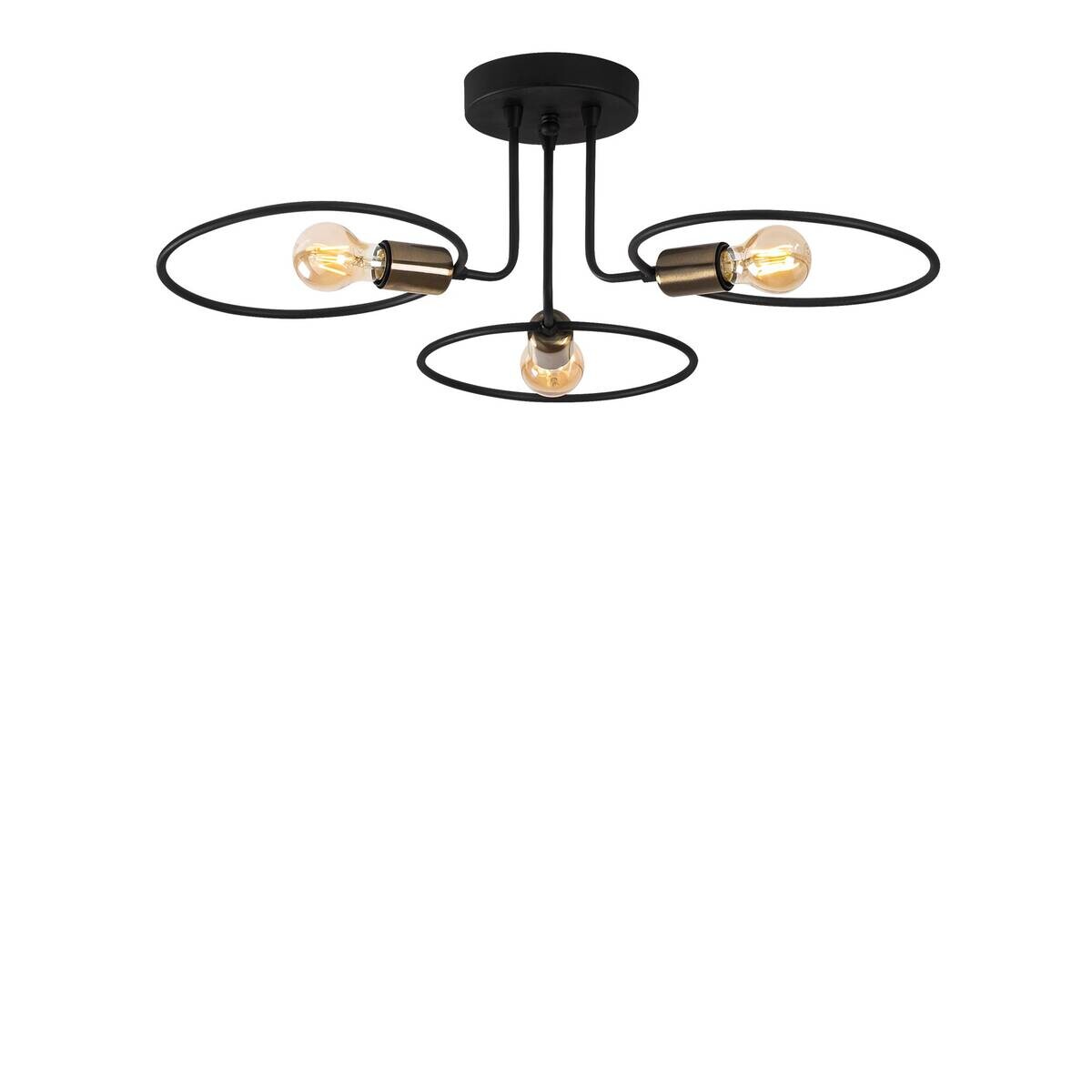 Opviq Deckenleuchte Circle-1341 schwarz Eisen B/H/T/L/D: ca. 66x22x66x66x66 cm E27 3 Brennstellen