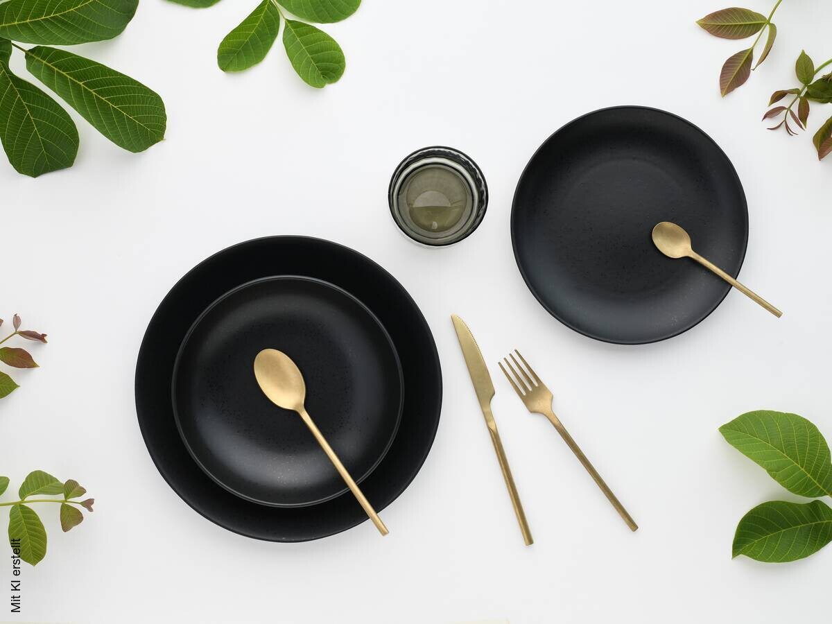 CreaTable Tafelservice Magic Black schwarz Steinzeug 12 tlg.