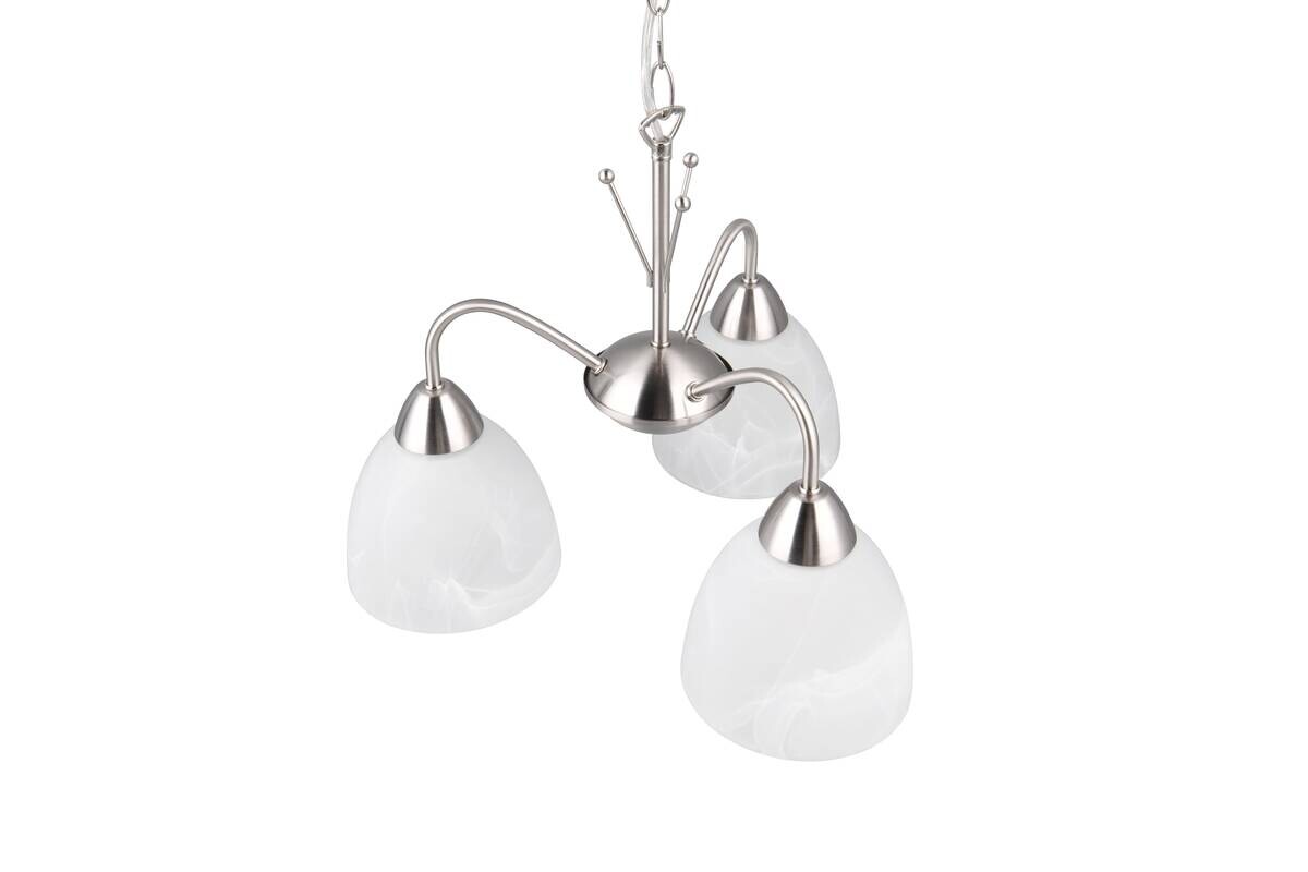 Reality Pendelleuchte Dobby nickel weiß Glas PVC Metall H/D: ca. 150x43 cm E27 3 Brennstellen