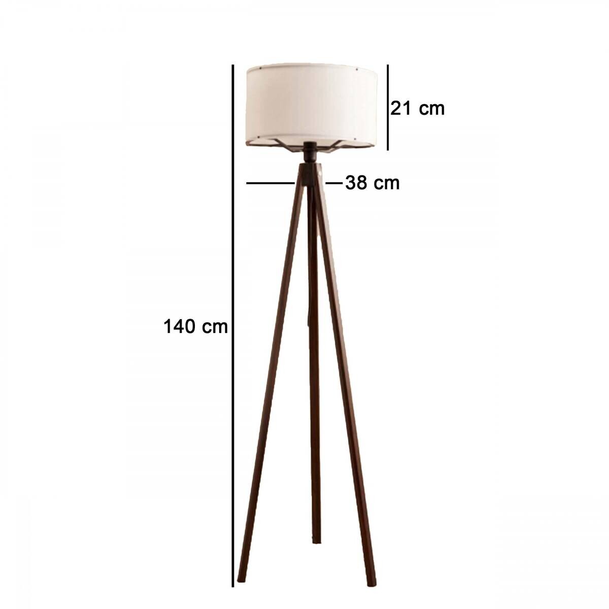 Opviq Stehlampe weiß braun Stoff Holz B/H/T/L/D: ca. 21x140x21x21x21 cm E27 1 Brennstellen