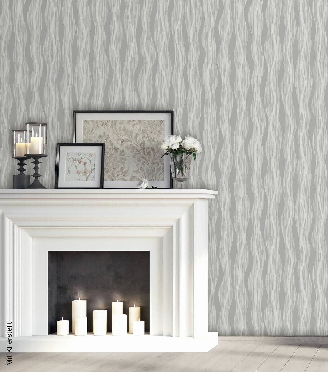 UGEPA Vinyltapete Wellen beige silber B/L: ca. 53x1005 cm glitzernd