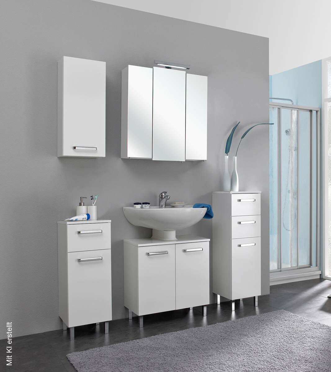 Badezimmer-Set Quickset 312 weiß glanz B/H/T: ca. 128x200x33 cm