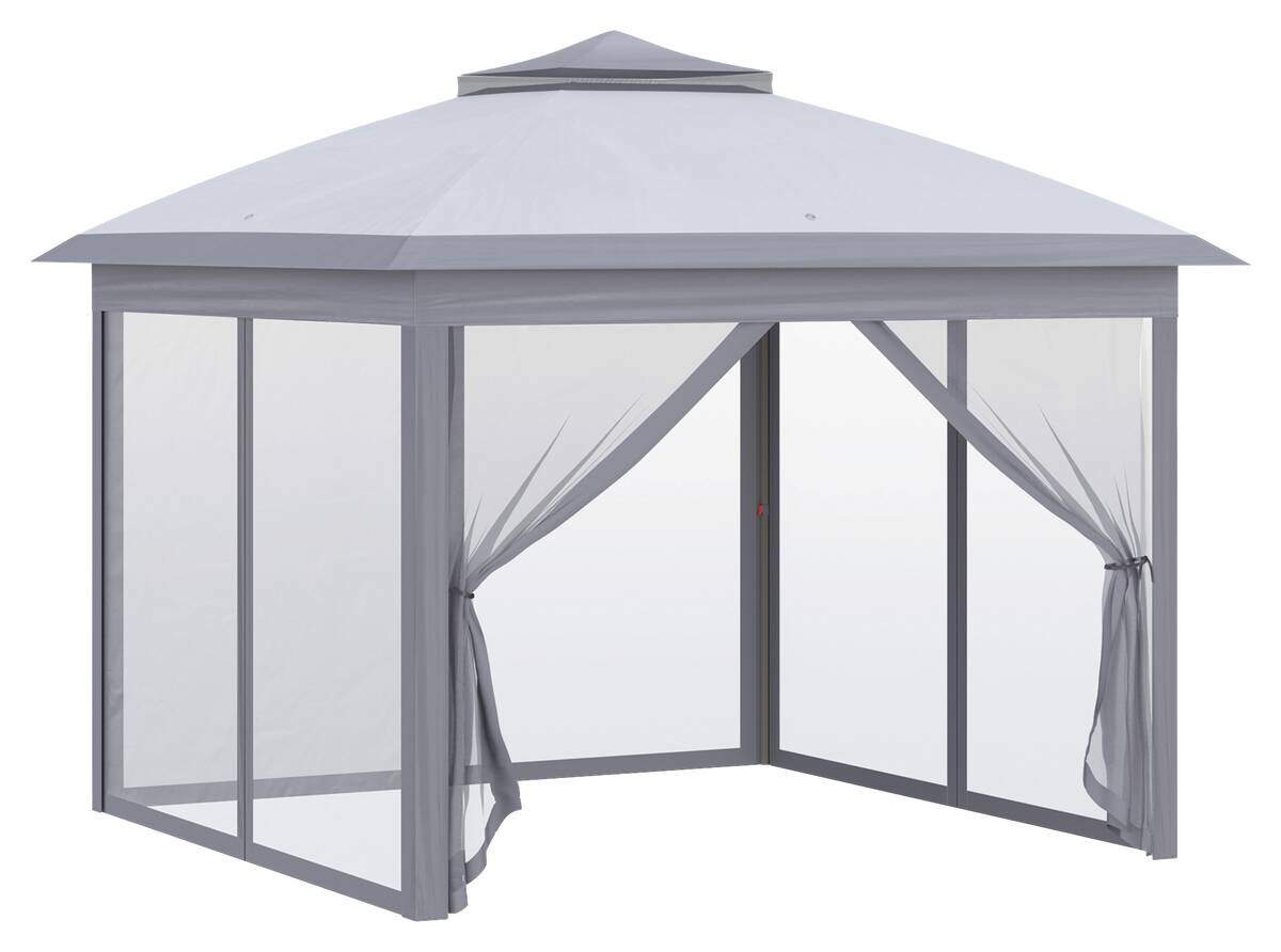 Outsunny Pavillon grau Metall B/H/L: ca. 330x288x330 cm