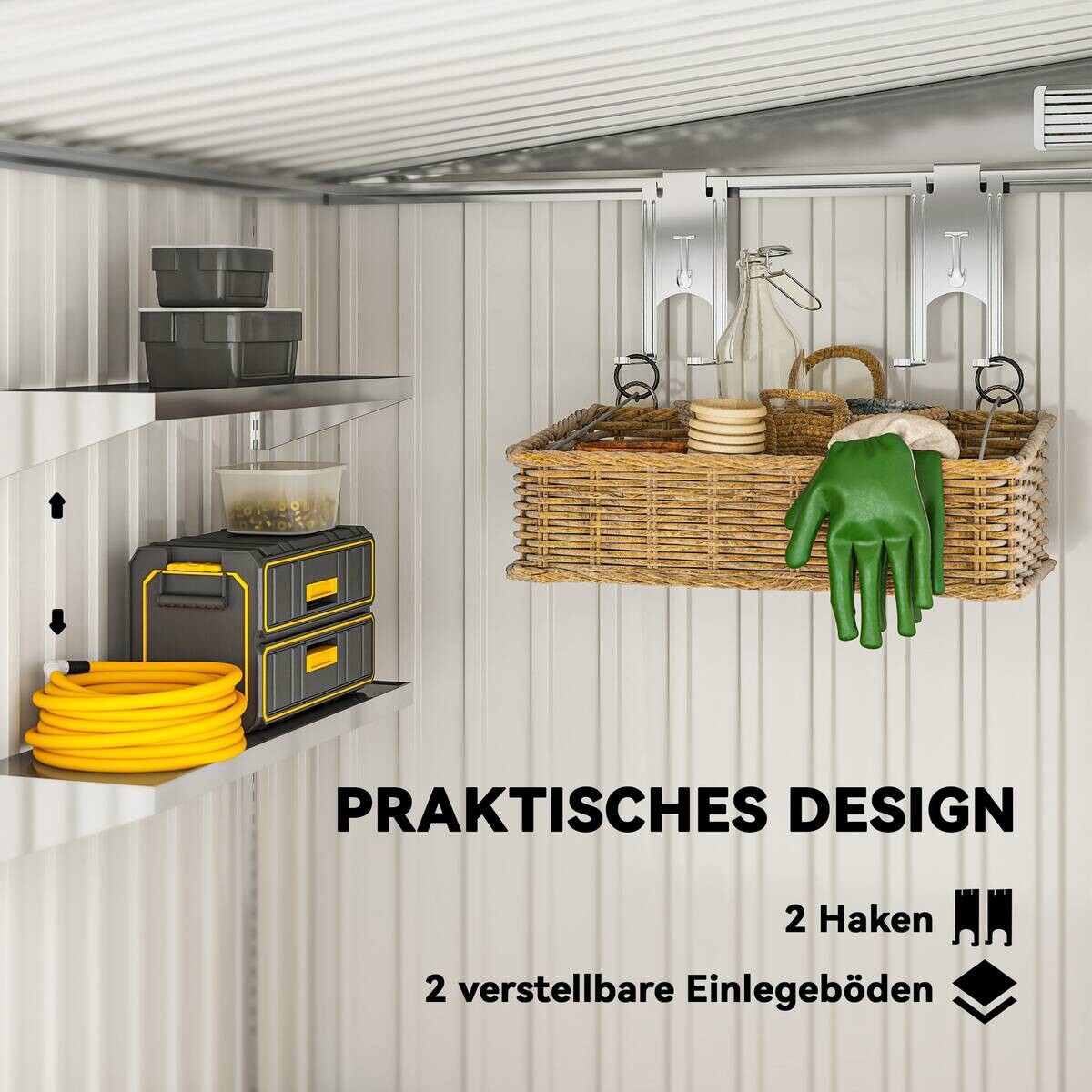 Outsunny Gerätehaus hellgrau B/H/L: ca. 206,5x181x154 cm